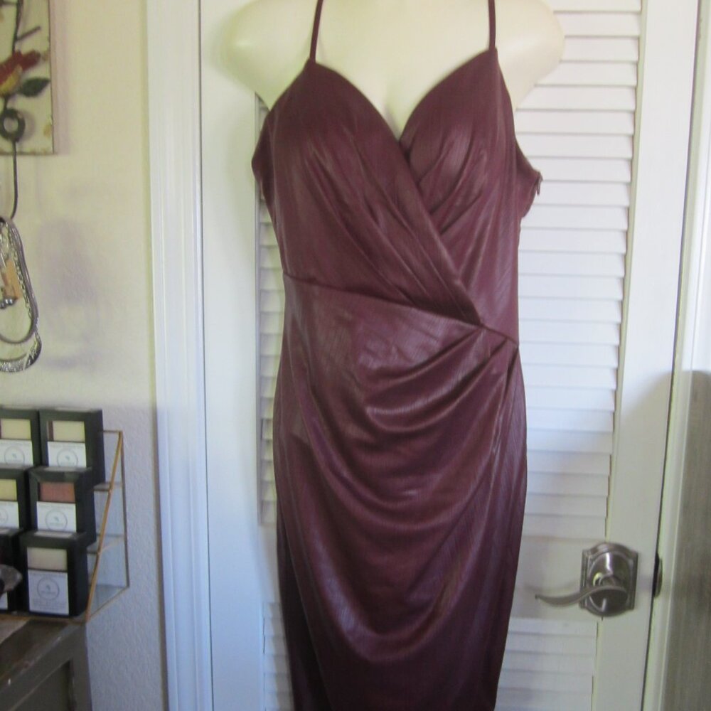 NWT - Soieblue - Burgundy Faux Leather Fabric Spaghetti Strap Dress - Sizes M
